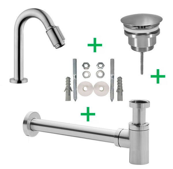 Caral Victoria fountain tap set brushed steel