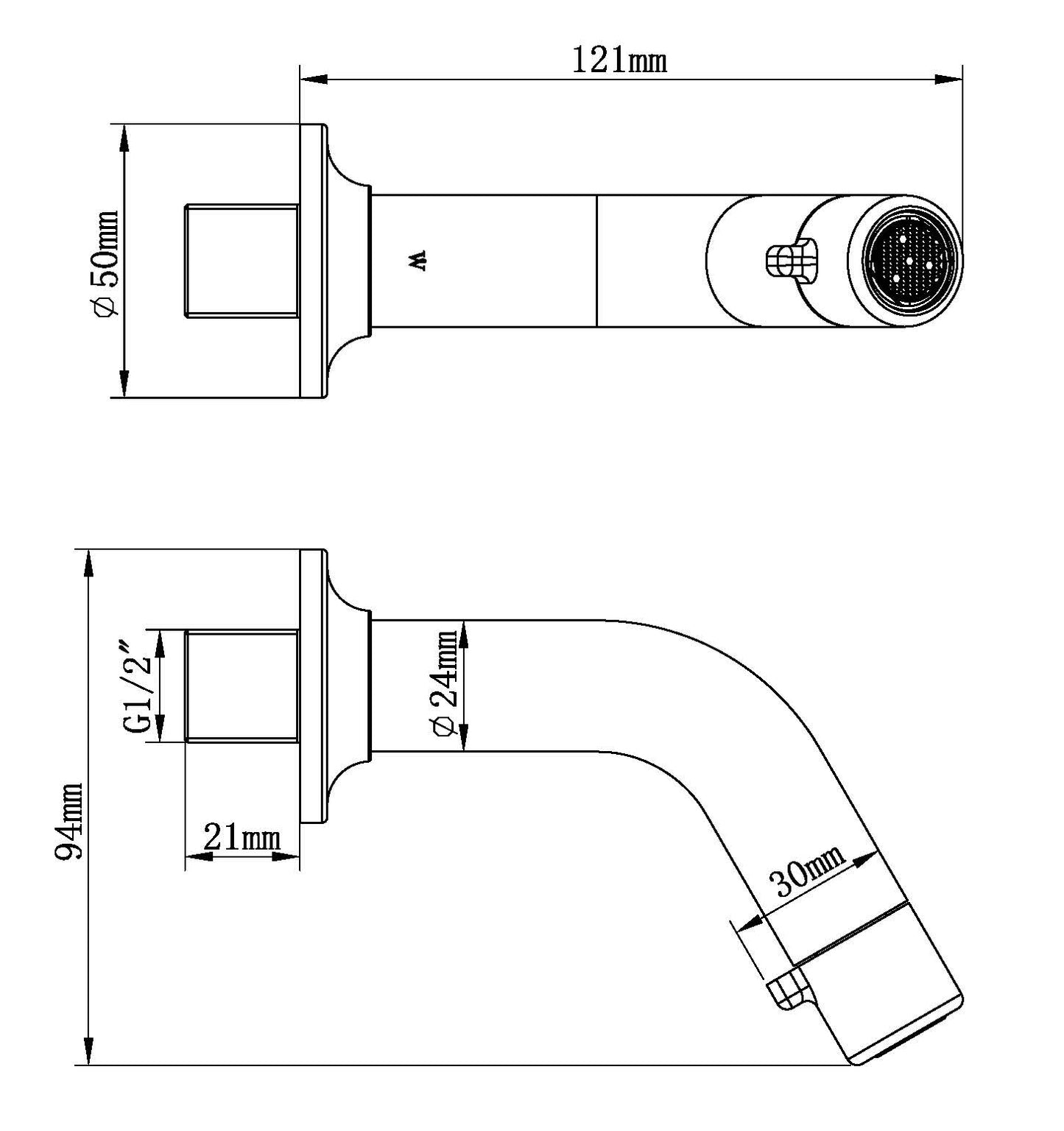 Sophia fonteinkraan met muurbevestiging 1/2" | Chroom - WDtegels