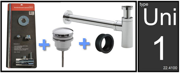 Uni-1 washbasin connection set with siphon chrome