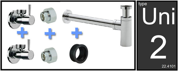 Uni-2 sifon aansluitset met sifon chroom