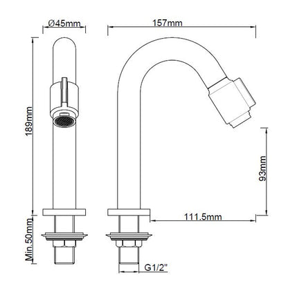 Wiesbaden Victoria luxe toiletkraan 1/2''geborsteld messing - WDtegels