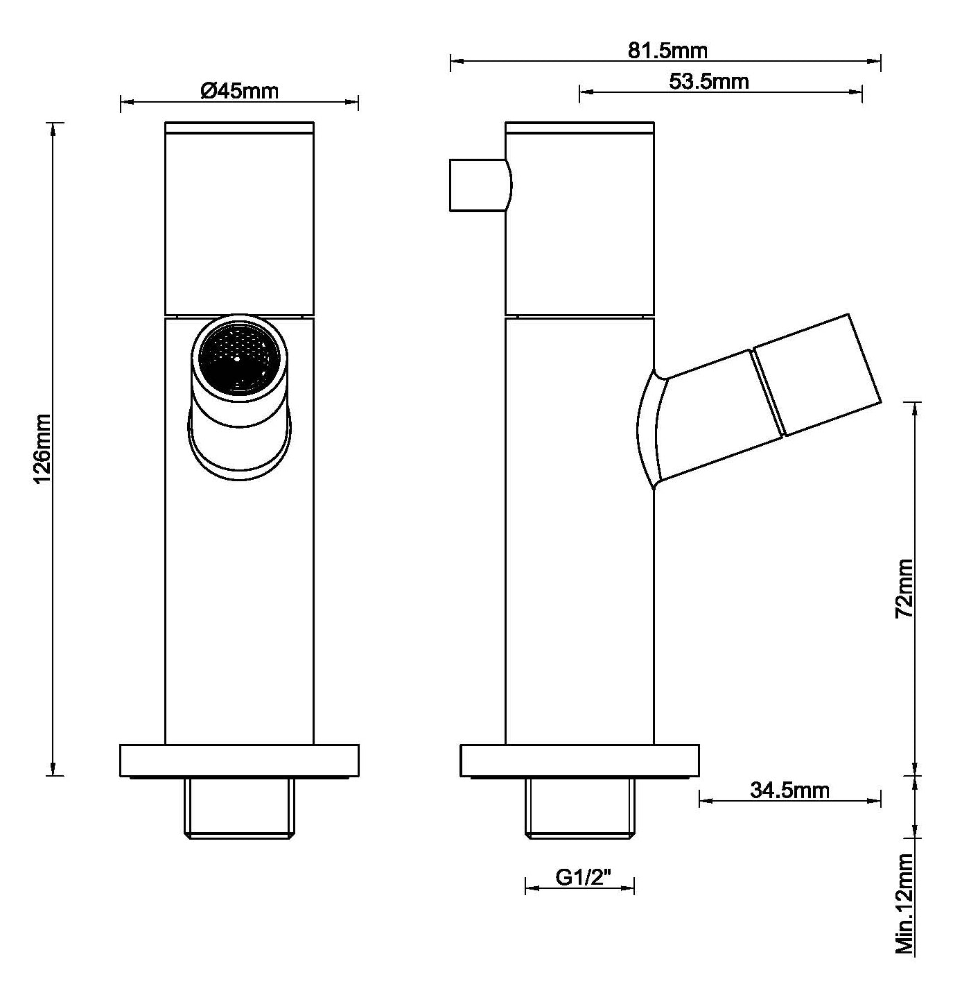 Amador fonteinkraan met muurbevestiging Kiwa 1/2'' | Geborsteld koper - WDtegels