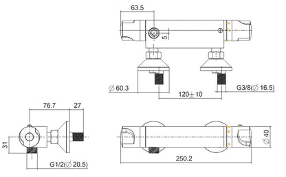Universal thermostatische douchemengkraan 12 cm chroom 8712117089381
