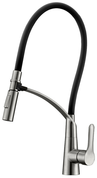 Wiesbaden 304-Tulsa RVS Keukenkraan + zwarte slang + handdouche
