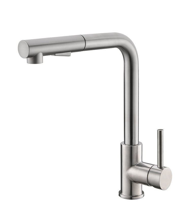 Reno Twenty keukenkraan met coldstart en uittrekbare handdouche geborsteld RVS - WDtegels