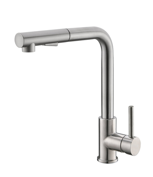 Grifo de cocina Reno Twenty con arranque en frío y ducha extraíble | Acero inoxidable cepillado