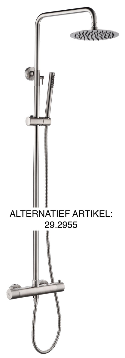 304 thermostatische regendoucheset opbouw geborsteld RVS - WDtegels