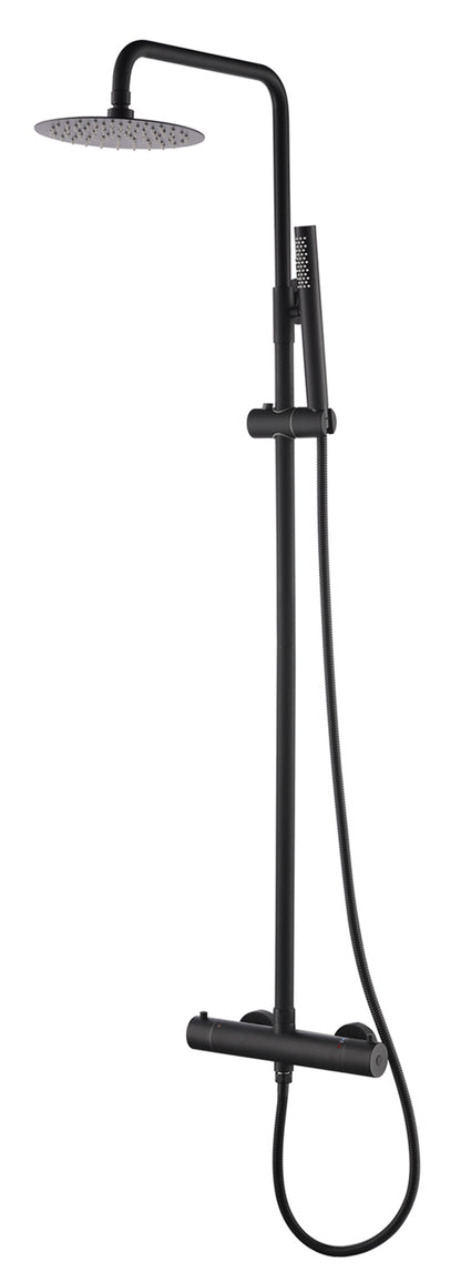 Tivaro thermostatische regendoucheset opbouw mat zwart - WDtegels
