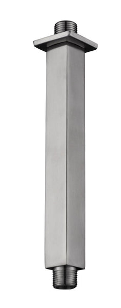 304 shower arm with ceiling mount, square, 20 cm, brushed stainless steel