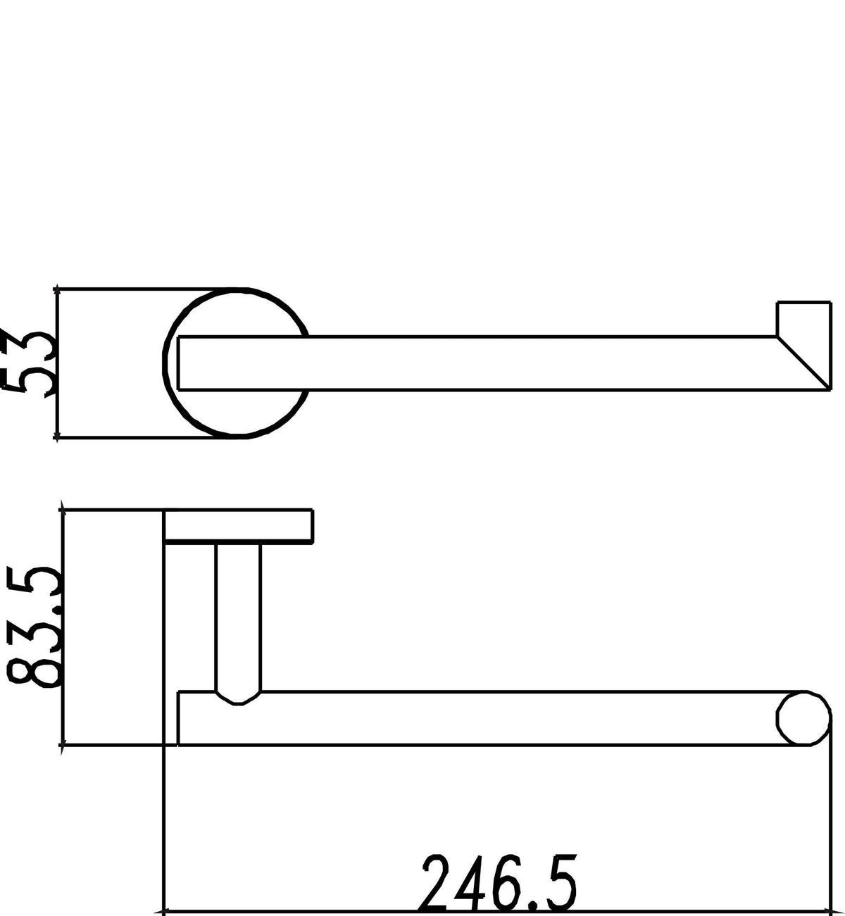 Lijntekening 304 handdoekhouder enkel 25cm RVS