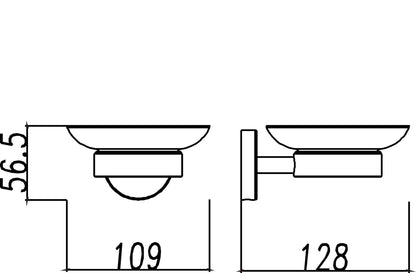 Wiesbaden 304-zeepschaalhouder met glas RVS