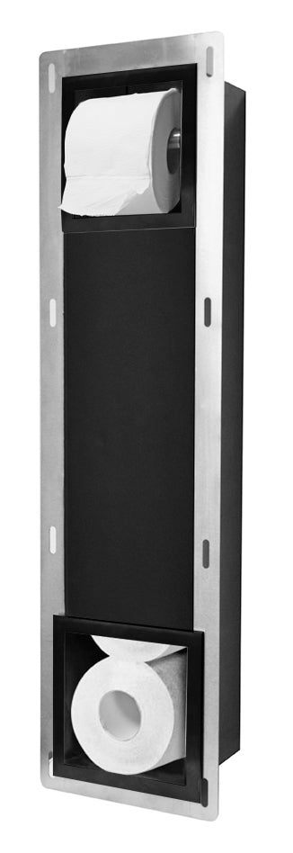Wiesbaden Inbouw-toiletrolhouder + reserve-rolhouder |  Mat-zwart
