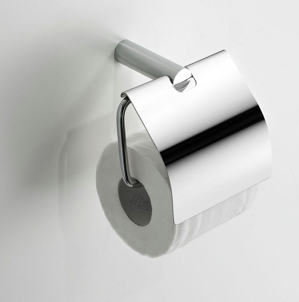 Wiesbaden Ida toiletrolhouder met klep chroom - WDtegels