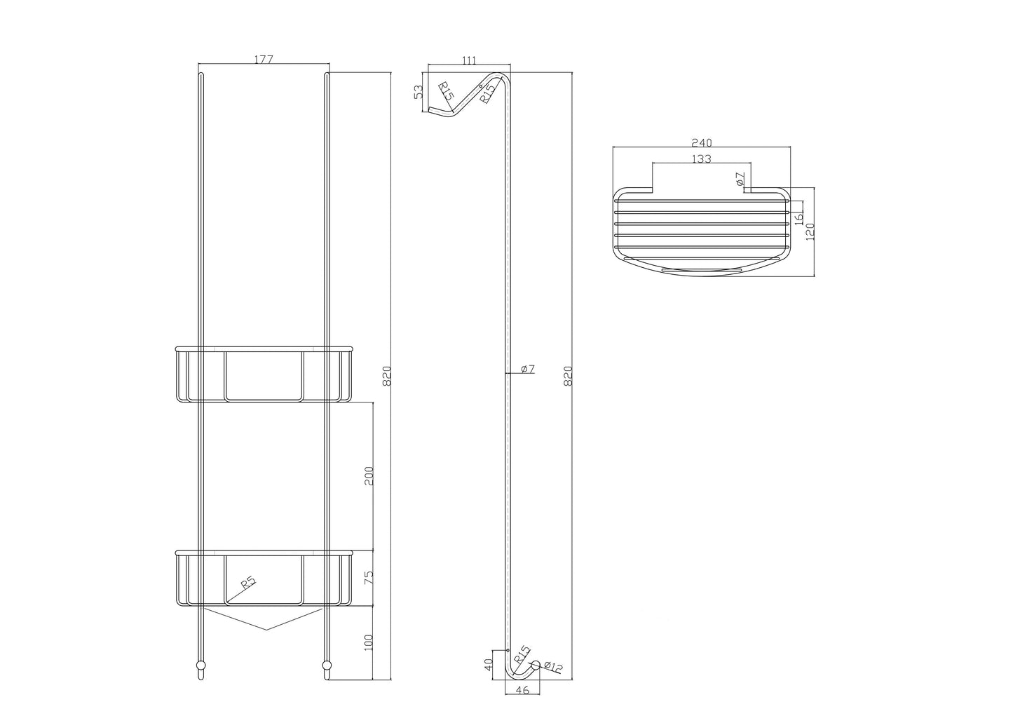 Wiesbaden Domo chroom ophangrek tbv glazen wand 80cm - WDtegels