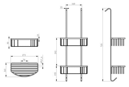Wiesbaden Domo chroom ophangrek tbv glazen wand 80cm - WDtegels