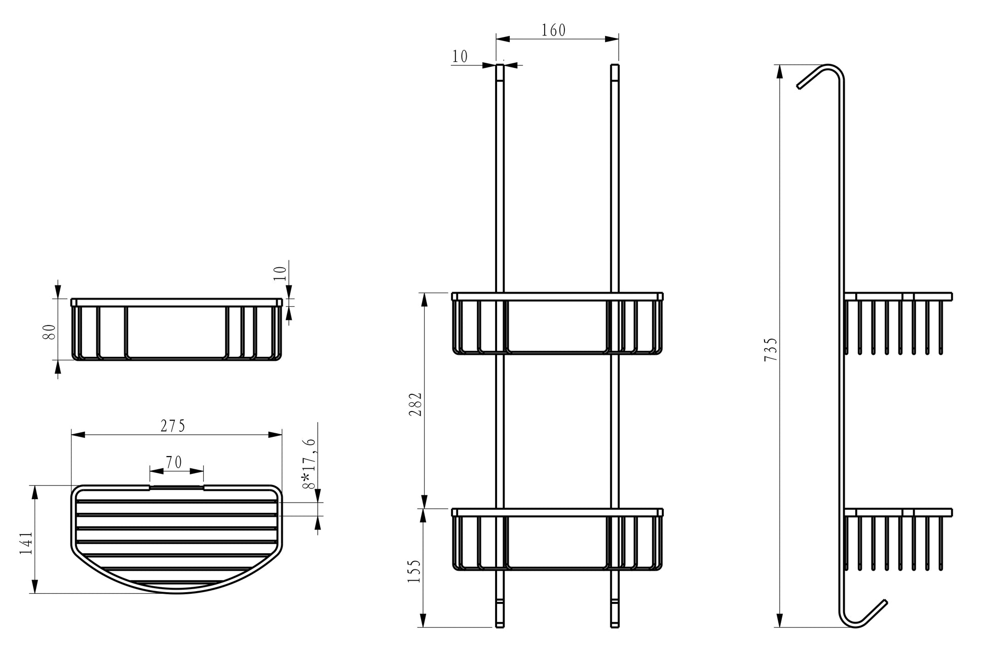Wiesbaden Domo geb.stalen ophangrek tbv glazen wand 80cm - WDtegels