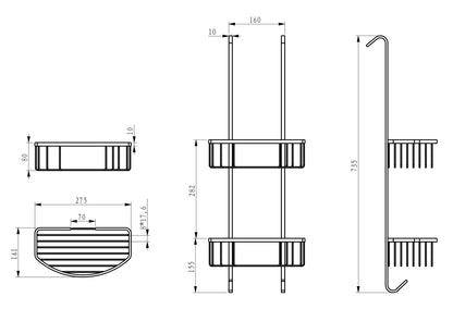 Wiesbaden Domo mat-zwart ophangrek tbv glazen wand 80cm - WDtegels