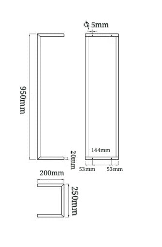 Lijntekening Loft handdoekrek 95x25x20cm RVS