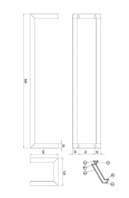 Lijntekening Loft handdoekrek 50x12,5x12,5cm geborsteld messing PVD