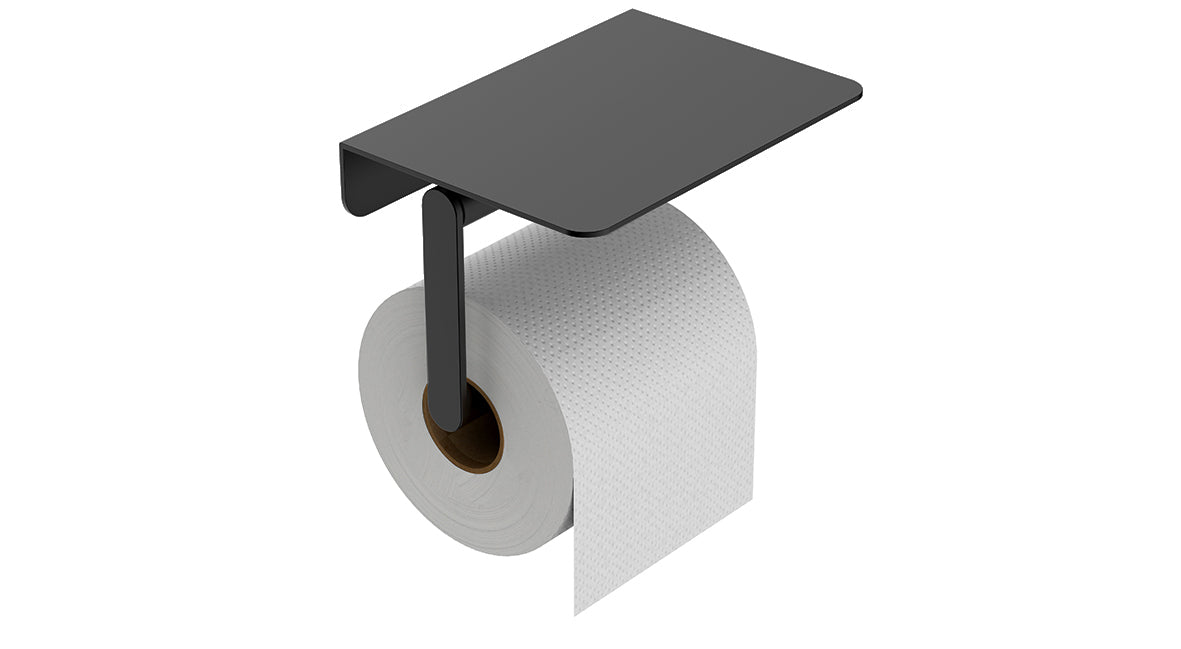 Alonzo toiletrolhouder met planchet mat zwart - productfoto 2