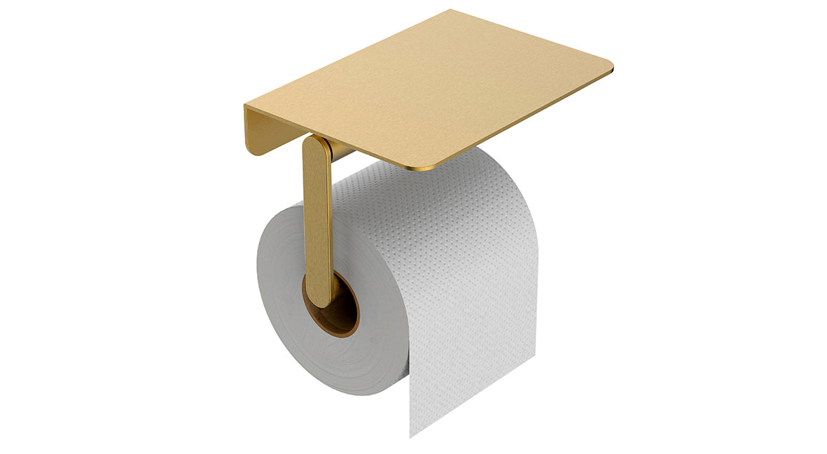Alonzo toiletrolhouder met planchet geborsteld messing PVD - productfoto 2