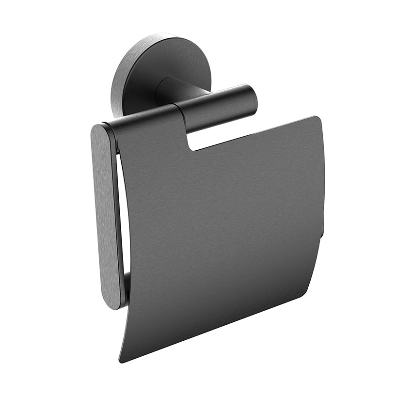 Alonzo toiletrolhouder met klep gunmetal PVD