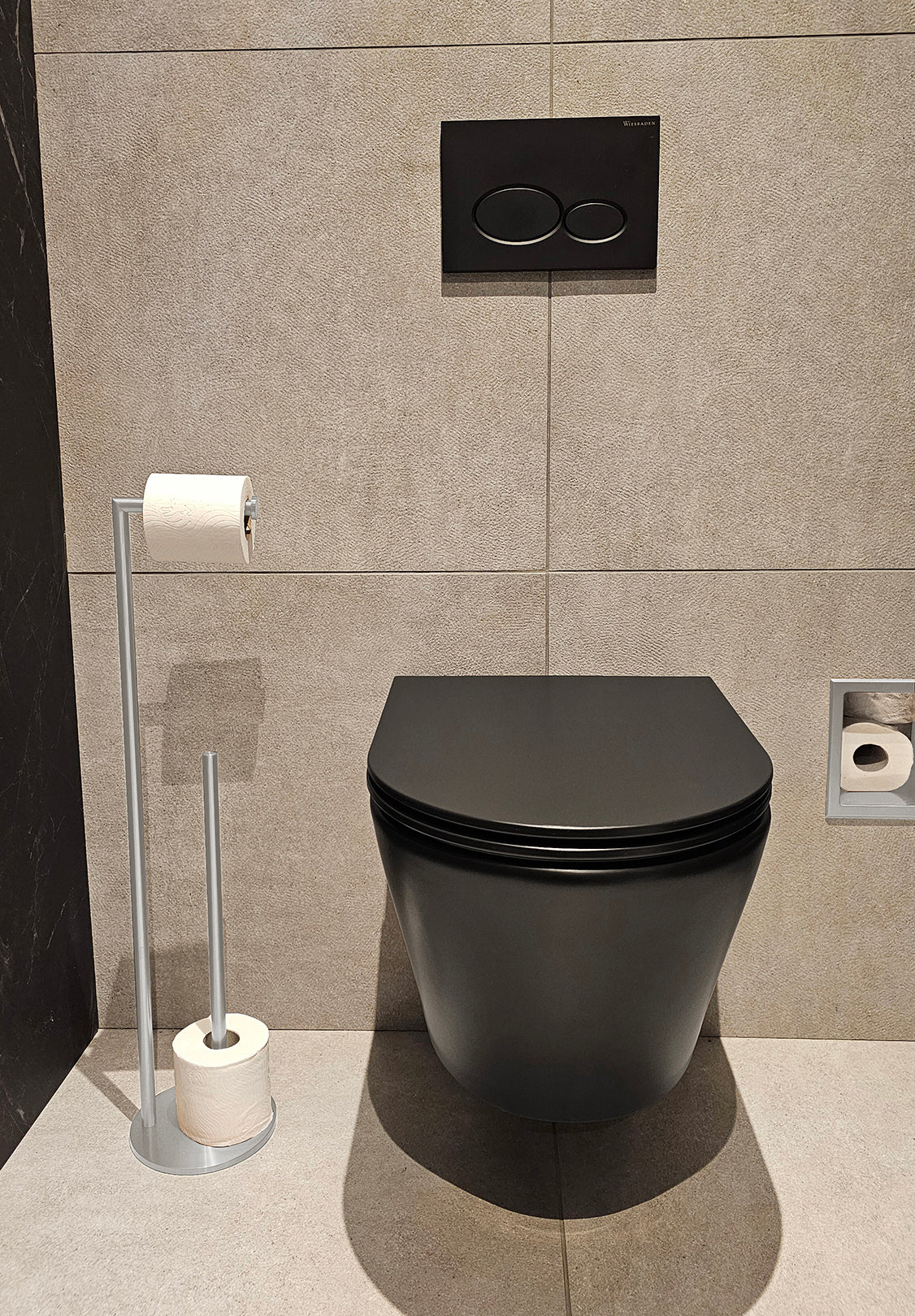 Alonzo toiletrolhouder met reserverolhouder vrijstaand chroom - productfoto 2