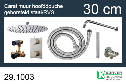 One-Pack inbouwthermostaatset rond type 204 | Hoofddouche 30cm