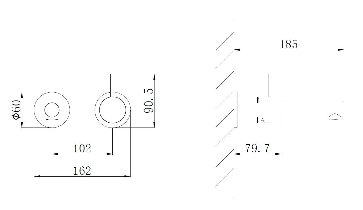 Wiesbaden Style inbouwwastafelkraan mat-zwart