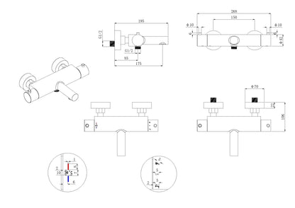 Style thermostatische badmengkraan cooltouch | Geborsteld staal PVD - WDtegels