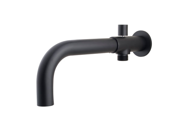 Caño de bañera empotrado con inversor redondo de 23cm | Negro mate