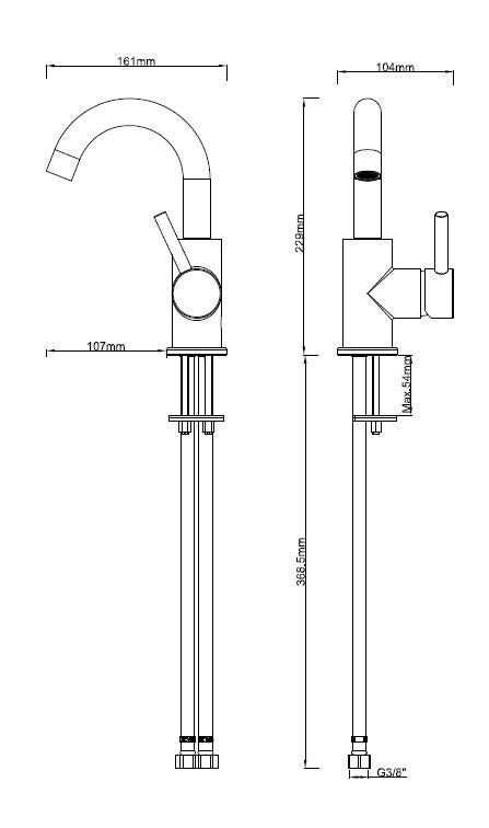 Caral draaibare wastafelkraan met waste zwart 8719323038318