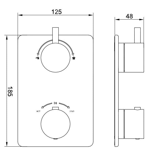 Wiesbaden Caral afbouwdeel inbouwthermostaat 2 weg chroom - WDtegels