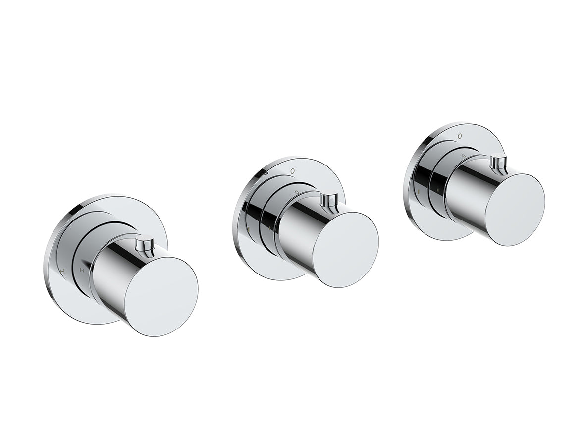 Caral afbouwdeel thermostatische douchekraan met 2 stopkranen Chroom
