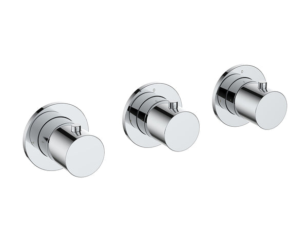 Caral afbouwdeel thermostatische douchekraan met 2 stopkranen | Chroom