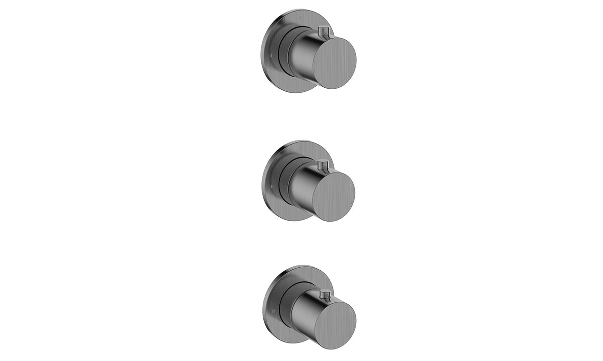 Caral afbouwdeel thermostatische douchekraan met 2 stopkranen Gunmetal PVD - detailfoto