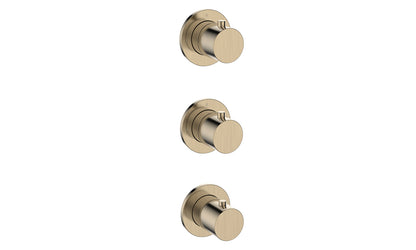 Caral afbouwdeel thermostatische douchekraan met 2 stopkranen Geborsteld messing PVD - detailfoto