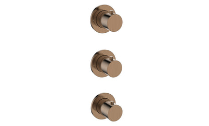 Caral afbouwdeel thermostatische douchekraan met 2 stopkranen Geborsteld brons koper PVD - detailfoto