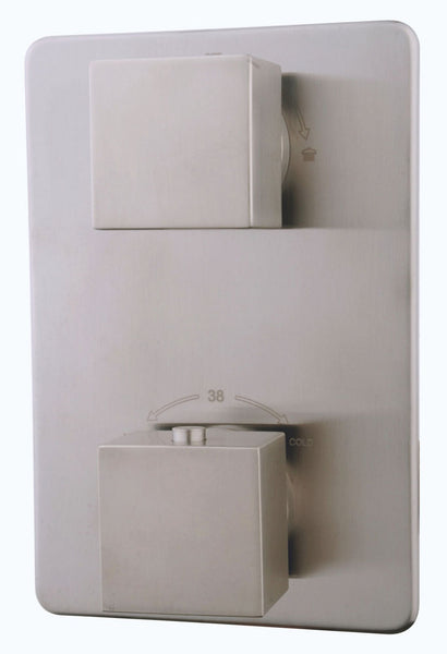 Wiesbaden Rombo finishing part built-in thermostat 2-way brushed steel