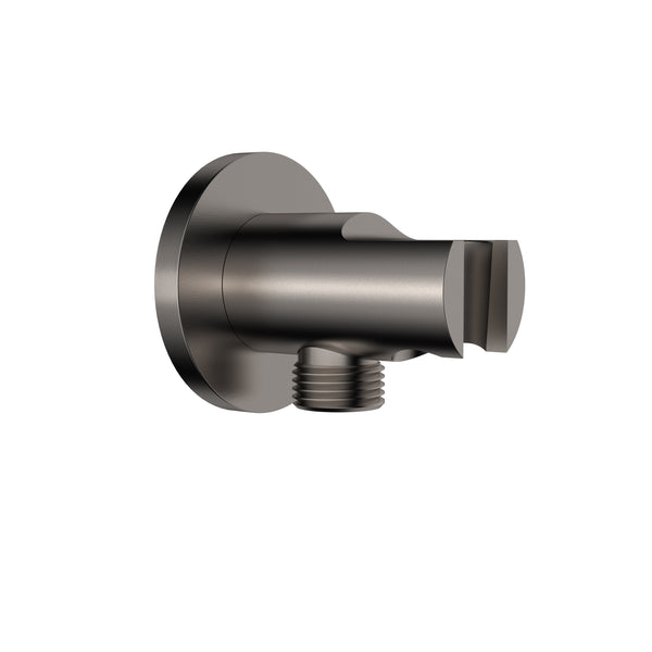 UniMatch wandaansluitbocht met handdouchehouder rond 1/2" | Gunmetal PVD
