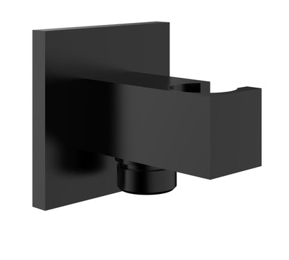 Rombo wandaansluitbocht met handdouchehouder vierkant 1/2" mat zwart - WDtegels