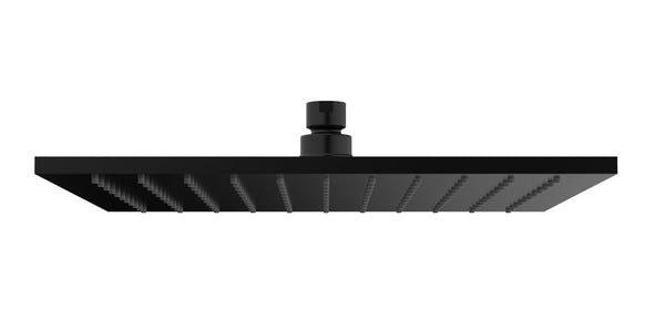 Rociador de ducha cuadrado de lujo Wiesbaden de 400 mm x 8 mm, negro mate