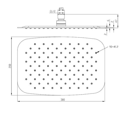 Wiesbaden UFO ovale hoofddouche 300x200x2 geborsteld staal - WDtegels