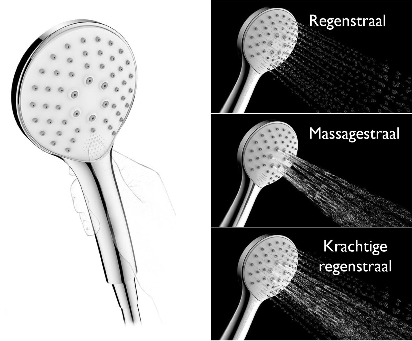 Smart handdouche 3 standen chroom