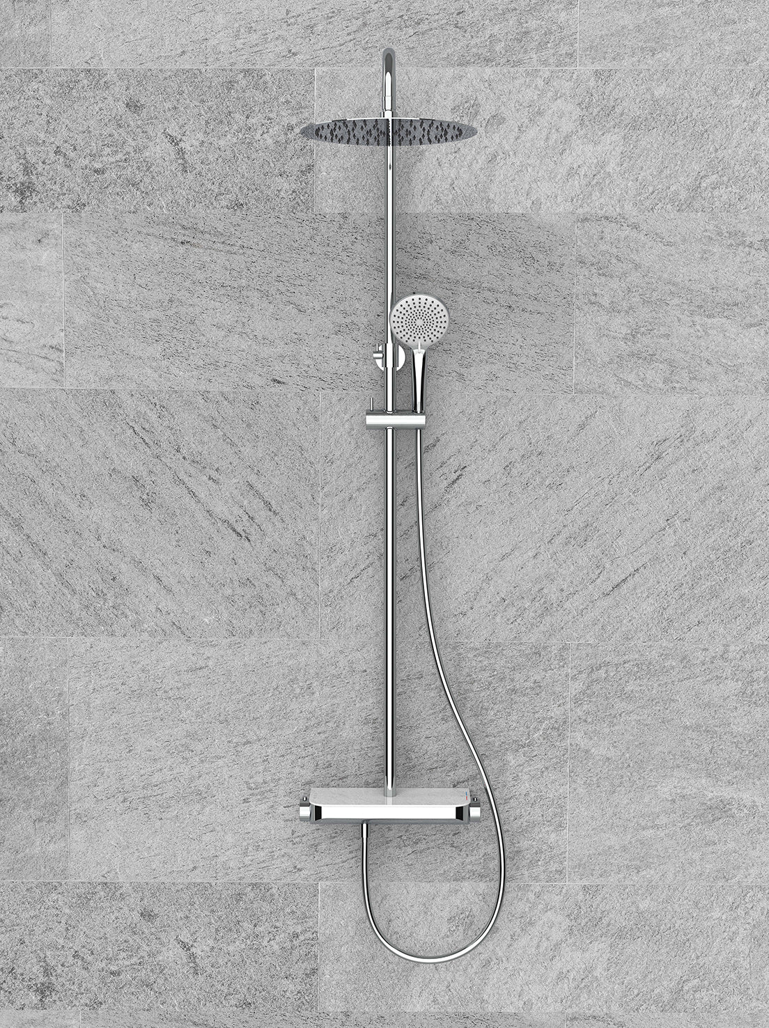 Tondell thermostatische regendoucheset opbouw met planchet Chroom - detailfoto