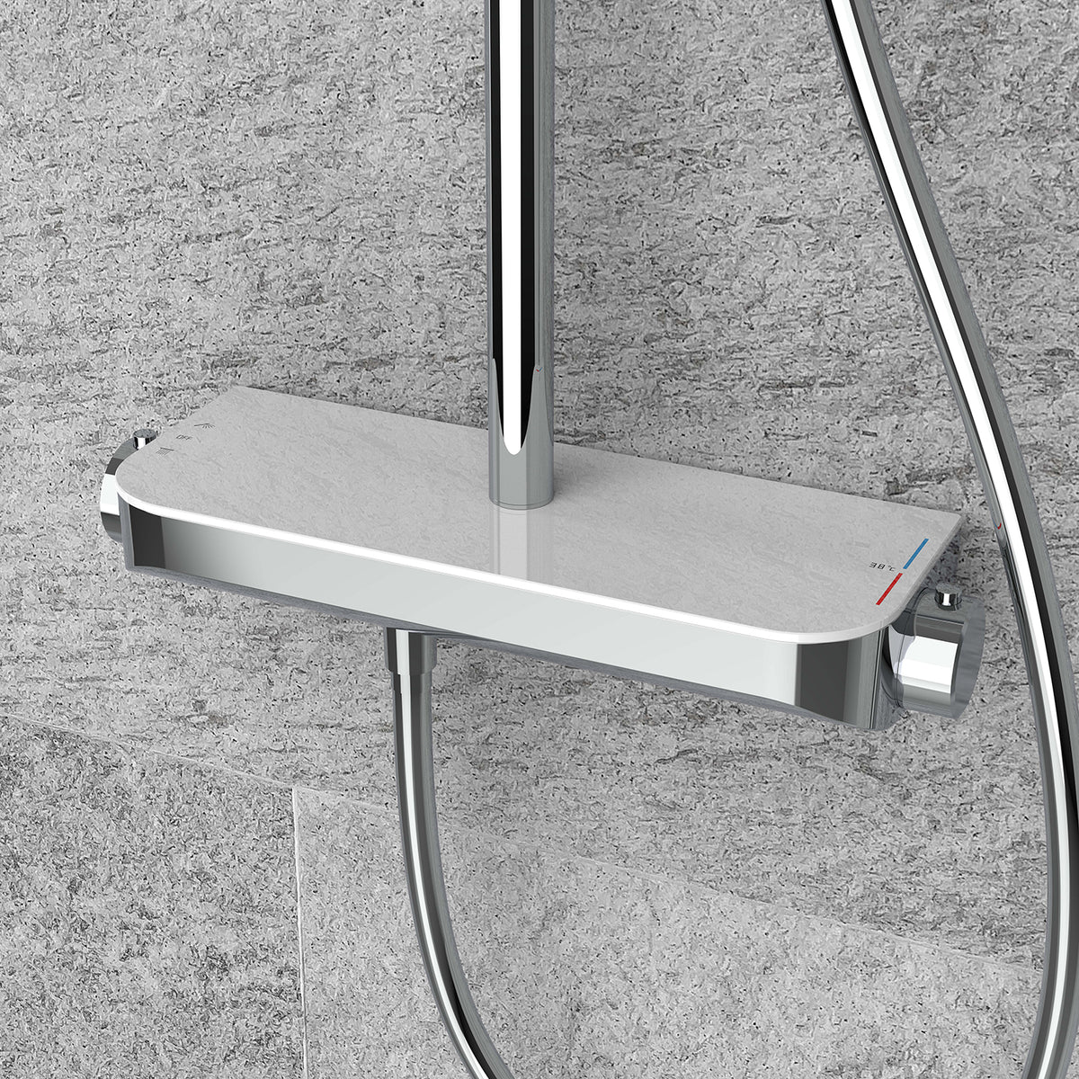 Tondell thermostatische regendoucheset opbouw met planchet Chroom - productfoto