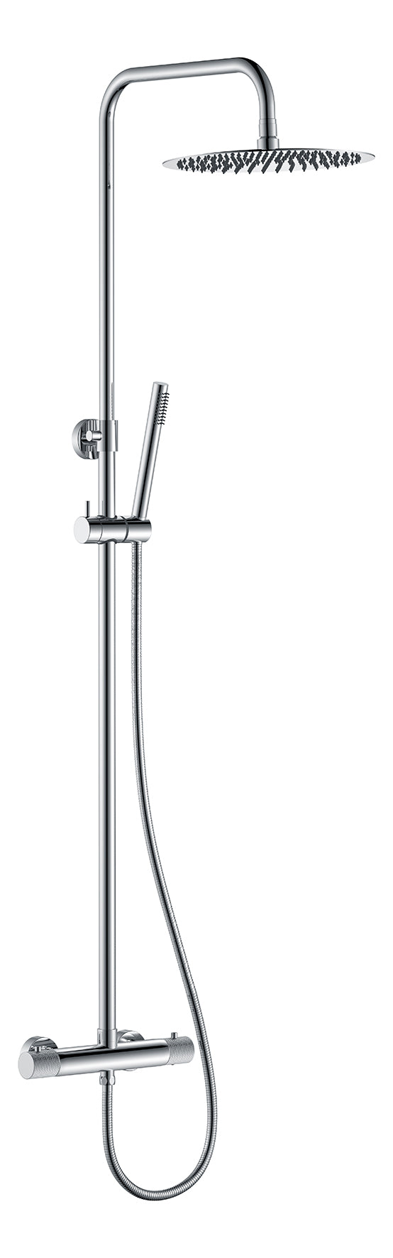 Set de ducha de lluvia termostática estriada | De superficie | Cromo