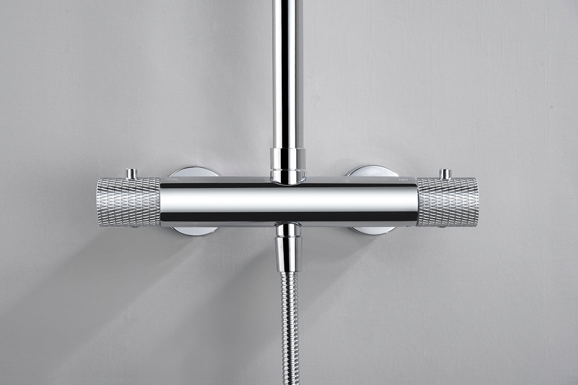 Ribbd thermostatische regendoucheset | Opbouw | Chroom - WDtegels