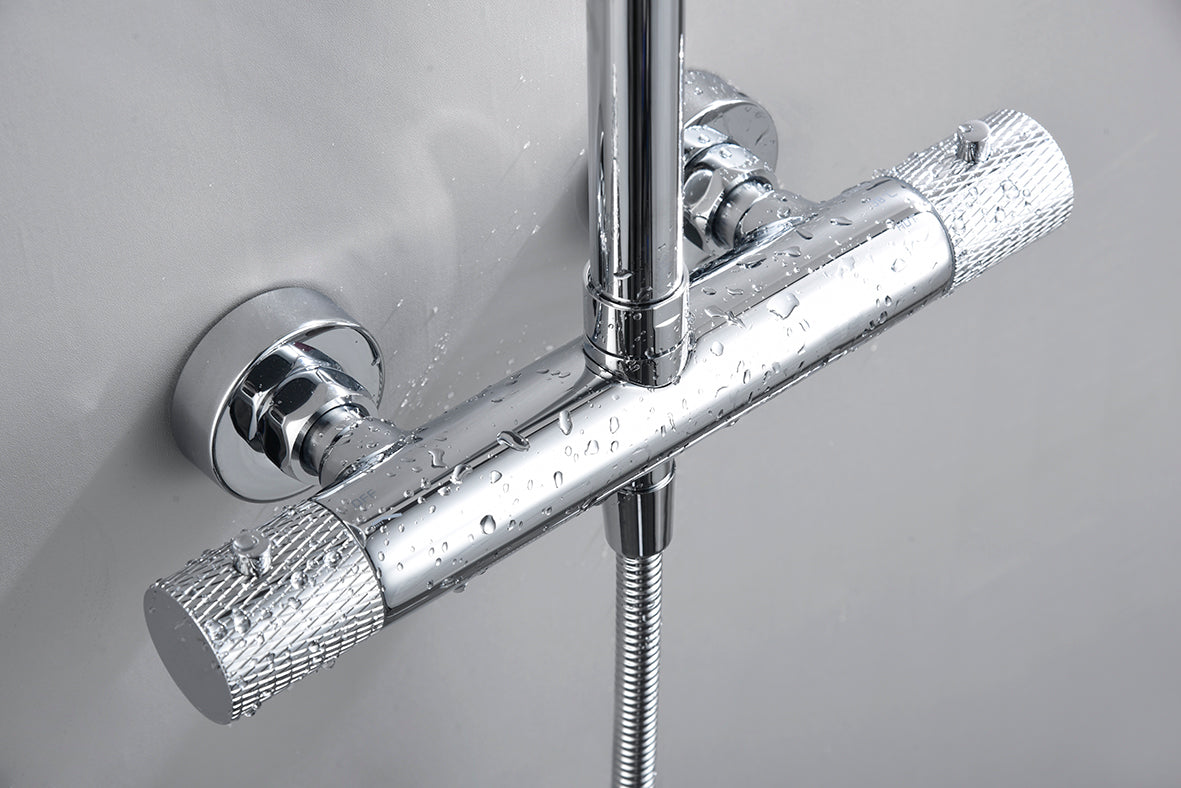Ribbd thermostatische regendoucheset | Opbouw | Chroom - WDtegels