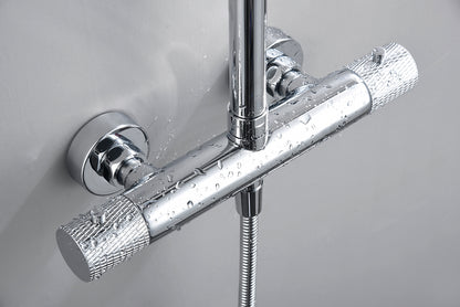 Ribbd thermostatische regendoucheset | Opbouw | Chroom - WDtegels
